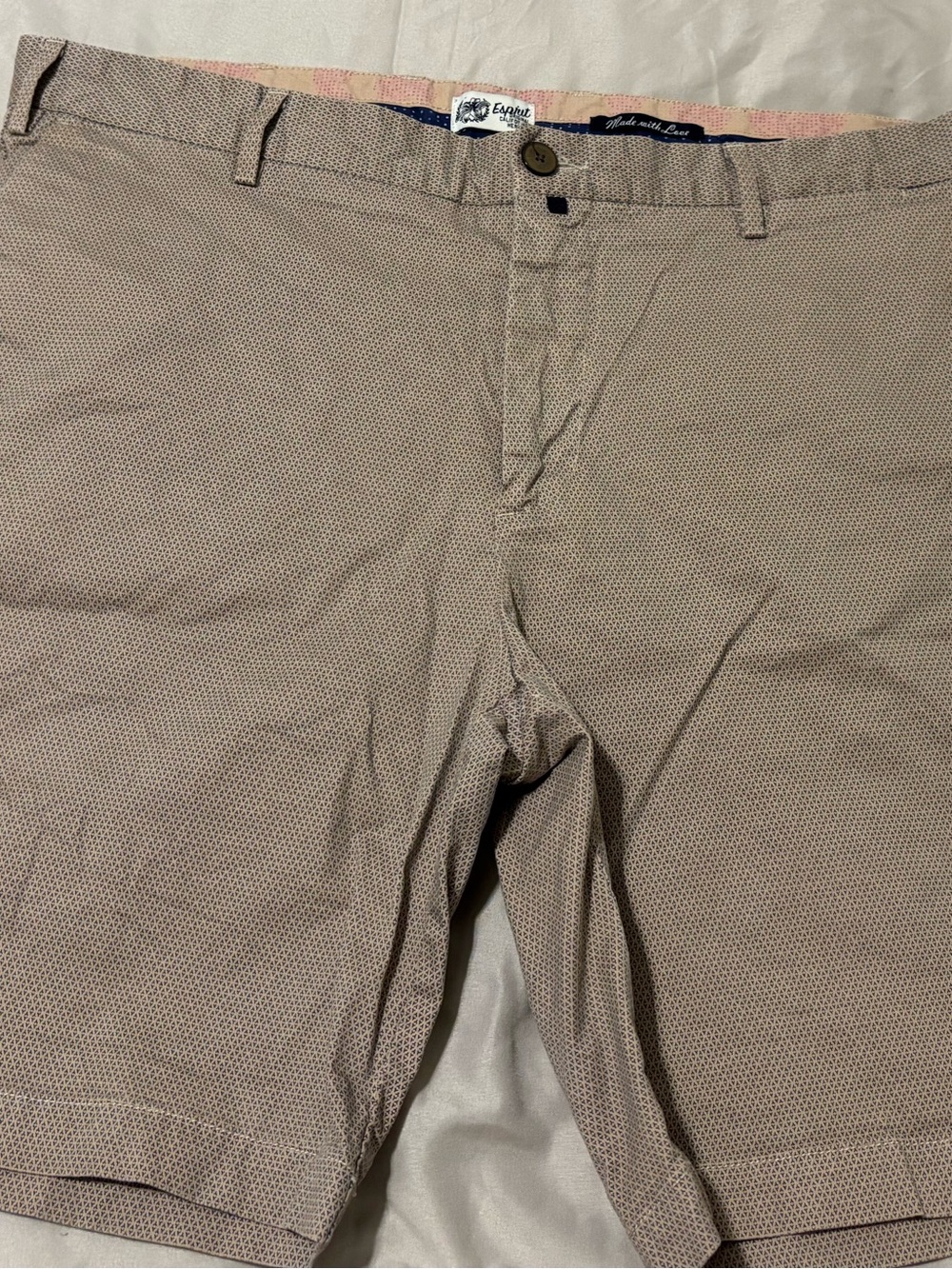 Vintage Esprit Men's 36 Beige Flat-Front Patterned Dress Casual 9”Shorts